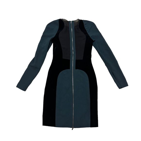 Antonio Berardi Mini Dress Women 40 Green Gold Black Velvet Colorblock Mesh Back - Picture 5 of 10